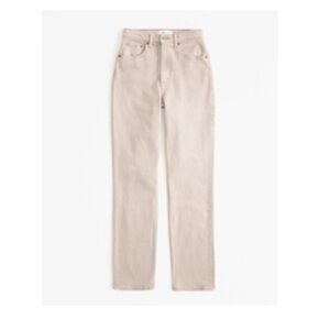 Abercrombie and Fitch Curve Love Ultra High-Rise Straight Jean in oat